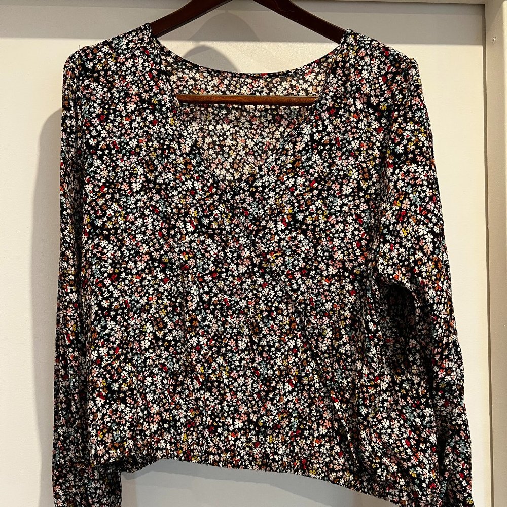 Women's Large Reversible Multicolored Floral Blouse